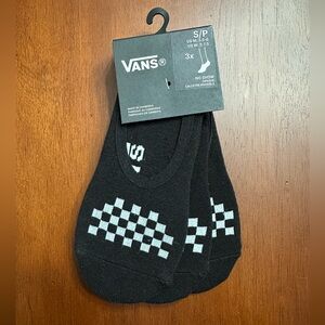 Vans 3-Pack Black Checkered No Show Socks S/P